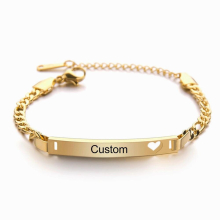 Personalised Baby Bracelet Stainless Steel Engraved Name ID Plate Bracelet For Children Toddler Daughter Son Newborn Gift