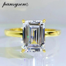 18K Solid 925 Sterling Silver 7*10MM Emerald Cut Simulated Moissanite Diamond Rings for Women Fine Jewelry
