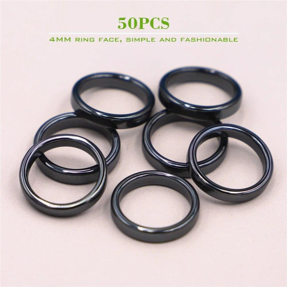 50 Pieces/Bag Jewelry Smooth 4mm Wide Flat Hematite Rings Hand Jewelry Rings for Men and Women-image-OPC-PCVVH6R-NEW