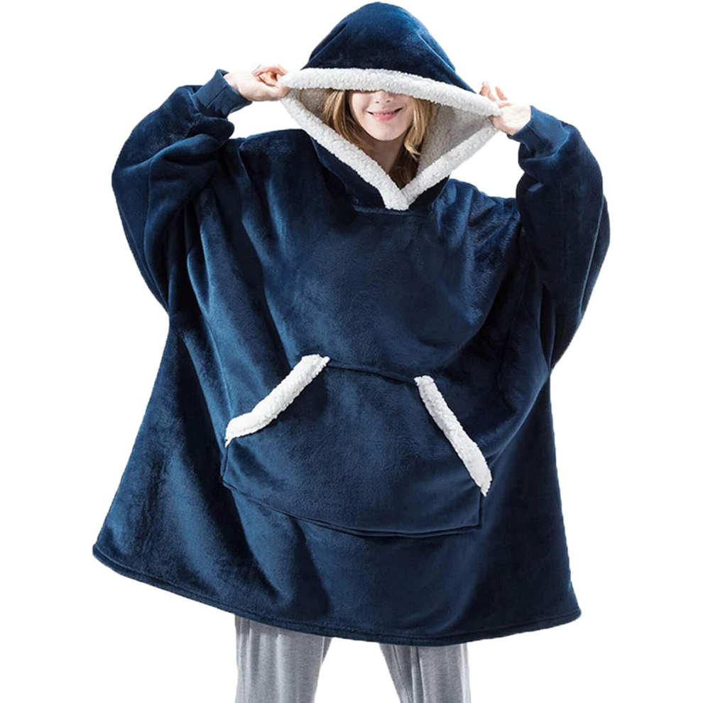 (Blue) Hoodie Blanket, Oversized Hoodie Sweatshirt, Original Blanket Sweatshirt, Super Soft Cozy Warm Comfortable Giant Hoodie, Huge Sweatshirt