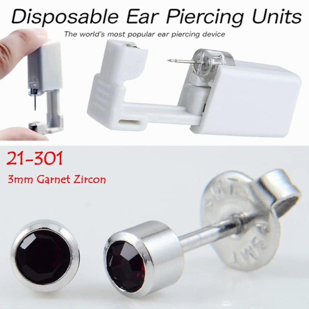 Multicoloured 1Pc Sterile Disposable No Pain Ear Piercer Device Ear Cartilage Piercing Gun Tool Kit Unit Built In Cz Birthstone Earring Stud