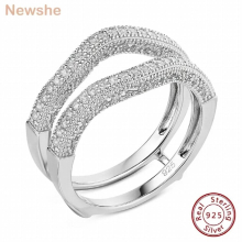 925 Sterling Silver Jewelry Adjustable Hollow Guard Wedding Enhancer Rings for Women Half Eternity AAAAA CZ