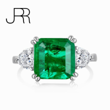925 Sterling Silver 5ct Crushed Ice Cut Green Emerald High Carbon Diamonds Fine Jewelry Wedding Engagement Women Ring