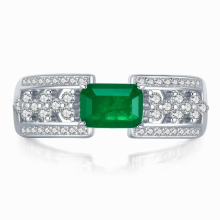 100% 925 Sterling Silver Emerald High Carbon Diamonds Gemstone Wedding Engagement Ring Jewelry Wedding Band