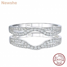 Solid 925 Sterling Silver Hollow Wedding Rings Enhancer For Women Round AAAAA CZ Infinity Wrap Guard Band Jewelry