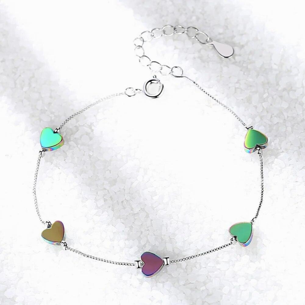 925 Sterling Silver Heart Chain Bracelets For Women Jewelry Accessories Gaabou Multicoloured