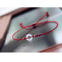 Lucky Safety Round Ring Natural Garnet Red/Silver Woven Braid Bracelets Anklet for Women Jewelry YBR690