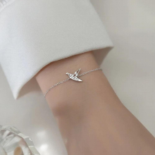 MloveAcc 925 Sterling Silver Origami Crane Charm Bracelet Adjustable for Women Lady Daughter Jewelry Gift