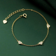 925 Sterling Silver Sweet Love Heart Zircon Chain Charm Bracelet for Women Party Jewelry Gift