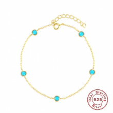 925 Sterling Silver Bracelet For Women Charm Bracelet Jewelry Turquoise Pendientes Plata 925 Chain Gift
