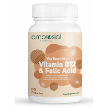 Ambrosial Vitamin B12 1000 Mcg With 500 Mcg Folic Acid 1500 Mcg Folic Acid Reduction Of Tiredness & Fatigue, 60 Capsules, Dietary Supplement