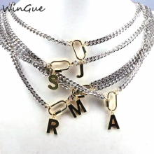 Letter A-Z Initial Pendant Necklace For Women Stainless Steel Alphabet Necklace Jewelry