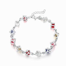 Cube Chain Bracelet For Women 925 Sterling Silver Zircon Lucky Charm Bracelet Vintage Crystal Party Jewelry Female