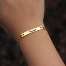 Baby Name Bar Nameplate Bracelet Stainless Steel Personalized Words Pulseras Personnalis? Jewelry Gift