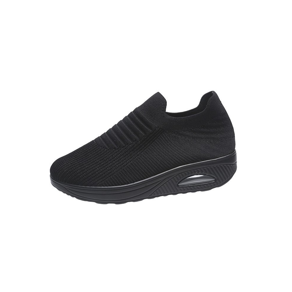 (Black, 7 (Adults')) LUCKY Womens Trainers Air Cushion Arch Support Slip-on Sneakers