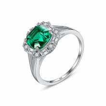 Rings for Women Fine Jewelry 925 Sterling Silver Inlaid with 7*7MM Emerald High Wedding