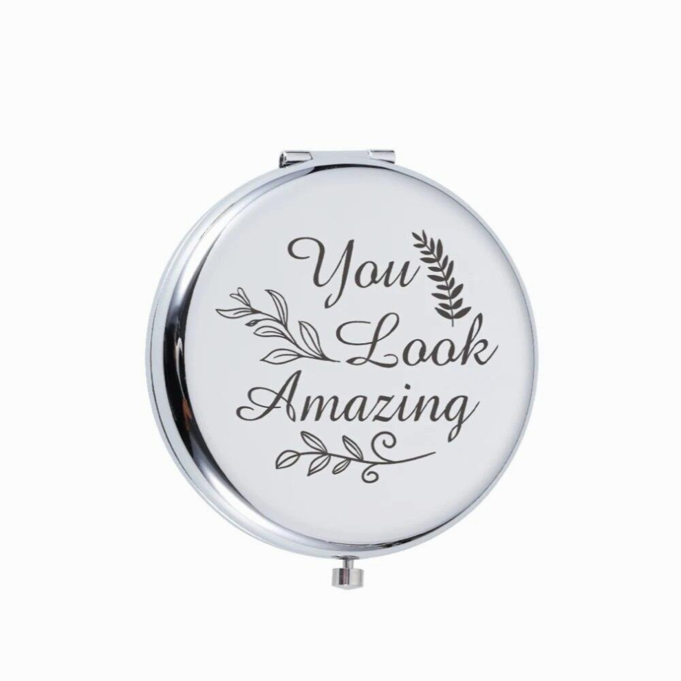 Personalized Rose Handheld Bathroom Folding Compact Makeup Mirror Portable Double-Side Bridesmaid Wedding Party Gift