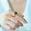 Natural Hetian Jade Rings With Zircon Ruby Emerald Chinese Nephrite Ring Adjustable 5