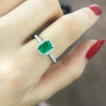 Promise Queen 1ct Lab Emerald Ring 925 sterling silver Engagement Wedding band Rings for Women Bridal Finger Party Jewelry