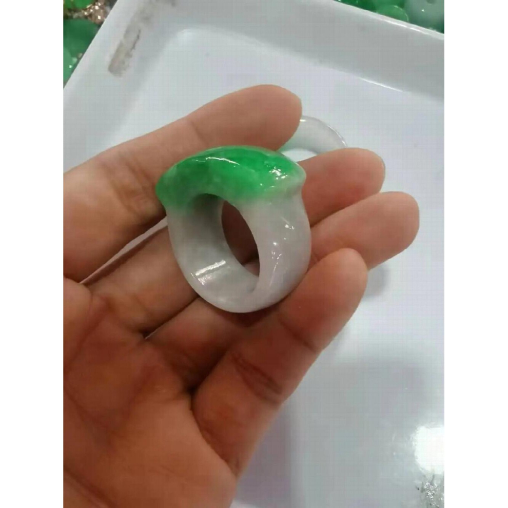 Natural green jade ring hand-carved jadeite jade women men rings natural stone real jade jewelry jade jewelry