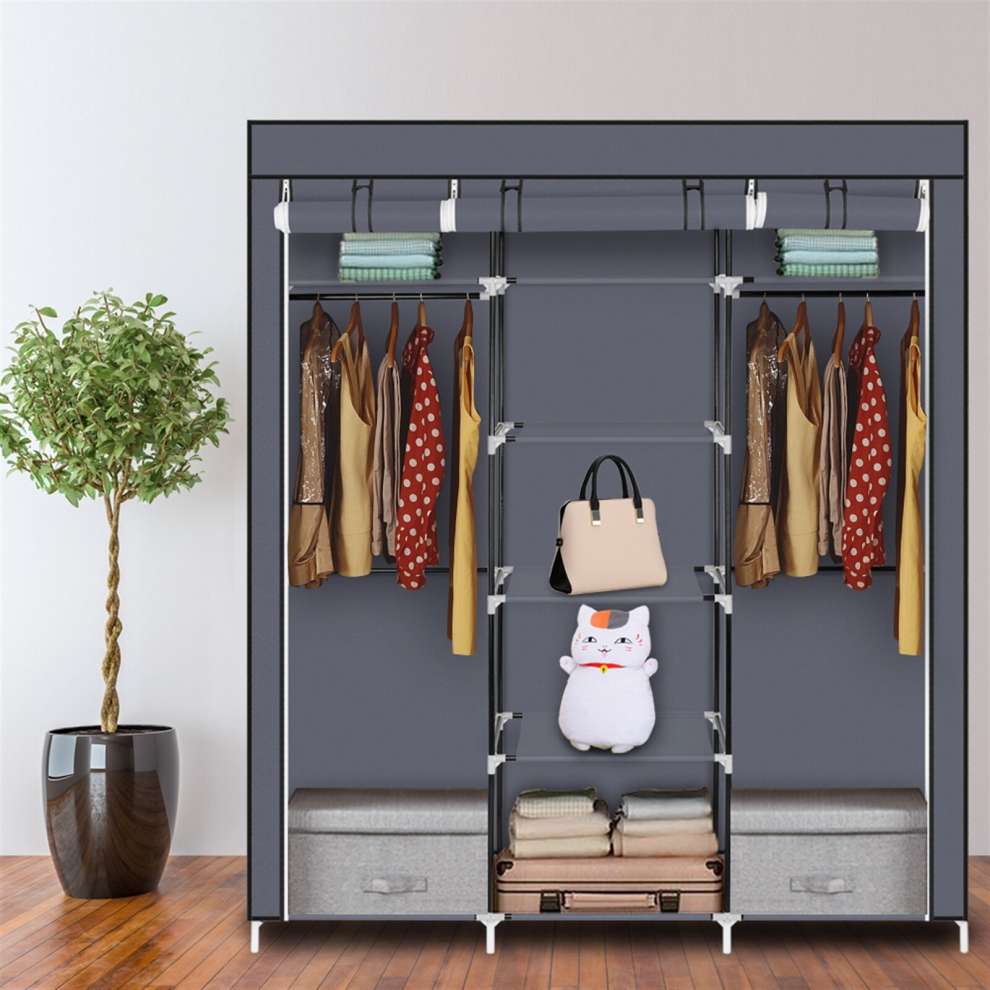 Portable Clothes Closet Non-Woven Fabric Wardrobe Double Rod Storage Organizer-image-OPC-PCVVTRG-NEW