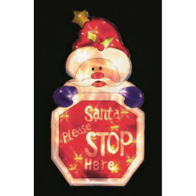 Santa Merry Xmas Snowman Tree LED Window Silhouette - 20 LEDs, Double-Sided, Indoor Battery-Operated