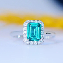 Emerald Gemston Ring 14K Filled 925 Sterling Silver Rings for Women Wedding Engagement Party Statement Jewelry