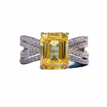 925 silver womens diamond rectangular emerald cutting ring ring rectangular car flat 7 * 9mm