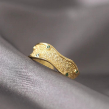 Ring For Women 14K Adjustable Gothic Jewelry Sterling Silver 925 Emerald Gems Vintage Accessories Grunge Gift For Couples
