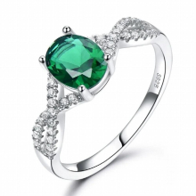 Solid 100% 925 Sterling Silver Rings for Women Created Emerald Gemstone Ring Wedding Engagement Band Fine Jewelry