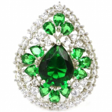 28x22mm Big European 5.8g Created Green Emerald CZ For Bride Engagement Dating 925 Sterling Silver Rings Eye Catching