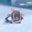 925 silver carbon diamond emerald cut rectangular 10 * 14 ring in Europe and America 3