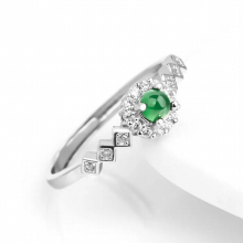 Burmese Jade Rings Jewelry Talismans Women Green Emerald Jadeite Gift 925 Silver Vintage Natural
