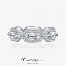 925 Sterling Silver Emerald Cut Simulated Moissanite Row Gemstone Wedding Engagement Ring for Women Gift Drop