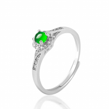 Burmese Jade Rings Amulet Adjustable Natural Jadeite Vintage Green Emerald 925 Silver Jewelry Carved Women
