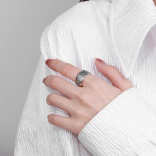 Sterling Silver Ring Boys S925 Vintage Jewelry Buddhist Scripture Ring Sterling Silver Men