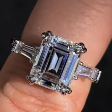 Emerald cut 4ct Lab Diamond Ring 100% 925 sterling silver Engagement Wedding band Rings for Women Party Jewelry