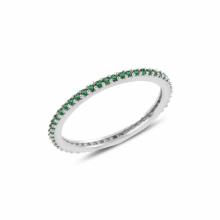 Silverlina Silver Single Row Emerald Zircon Cubic Zirconia Thin Tamtur Ring