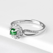 Burmese Jade Rings Emerald Jadeite 925 Silver Real Natural Green Jewelry Charm Carved Stone Women Gemstones