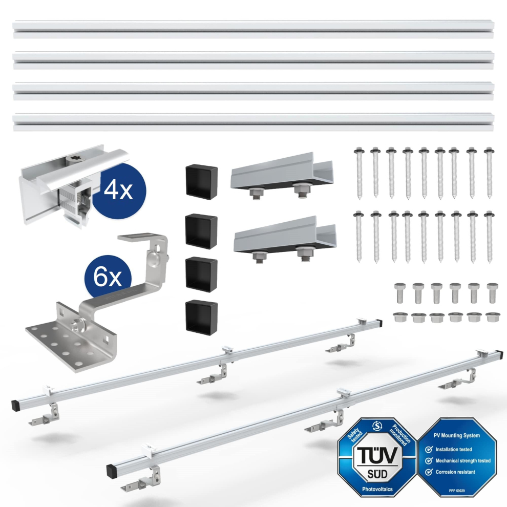 NuaSol Photovoltaic Solar Panel Bracket 2 Mounting Set I 35 mm End Clamps