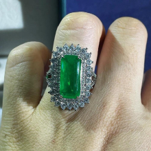 Cellacity Vintage emerald gemstone ring for charm lady female silver fine Jewelry silver wedding party