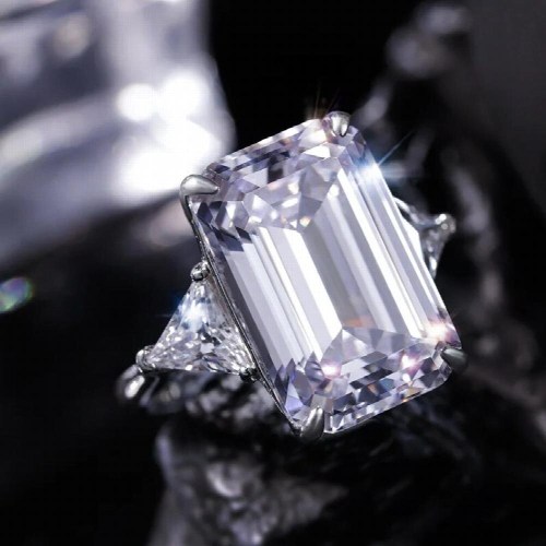 S925 Silver Ring Emerald Cut Rectangular Diamond Fairy Temperament Wedding Ring 10 * 14mm Diamond Ring 2