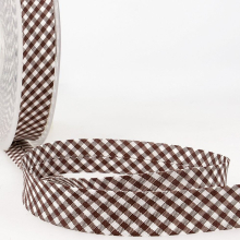 Stephanoise 20mm Gingham Bias Binding Tape Brown - per metre