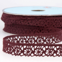 Stephanoise 25mm Coloured Lace Trim Burgundy - per metre