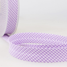 Stephanoise 30mm Gingham Bias Binding Tape Mauve - per metre
