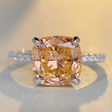 100% 925 Sterling Silver Crushed Ice Cut Emerald Morganite High Carbon Diamond Gemstone Ring Fine Jewelry