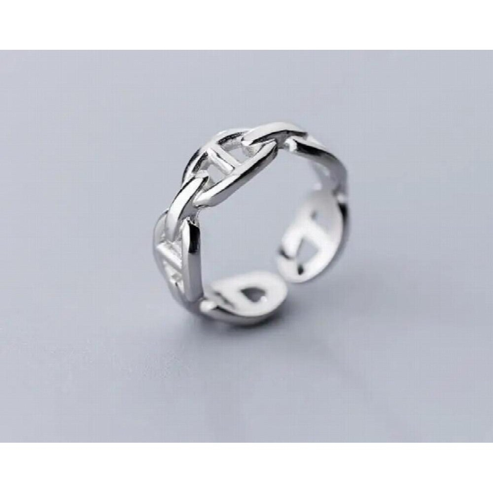 100% REAL.925 Sterling Silver Fine Jewelry Open Chain ring GTLJ1520-image-OPC-PCVVXR5-NEW