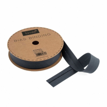 Essential Trimmings 25mm Polycotton Bias Binding Tape Slate Grey - per metre