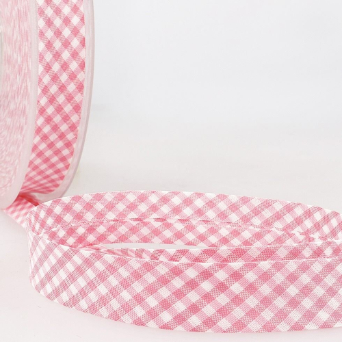 Stephanoise 30mm Gingham Bias Binding Tape Light Pink - per metre