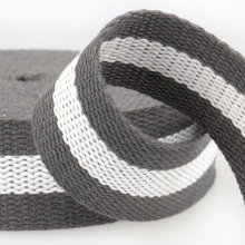 Stephanoise 40mm Two Tone Strap Webbing Grey White - per metre